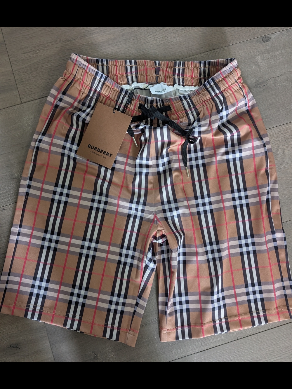 Burberry Multicolor Check Shorts with Black Drawstring Size M/L